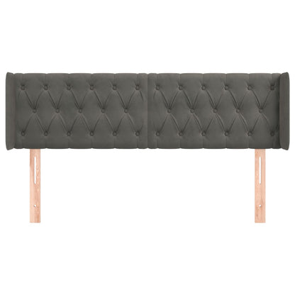 Testiera ad Orecchio Grigio Scuro 147x16x78/88 cm in Velluto
