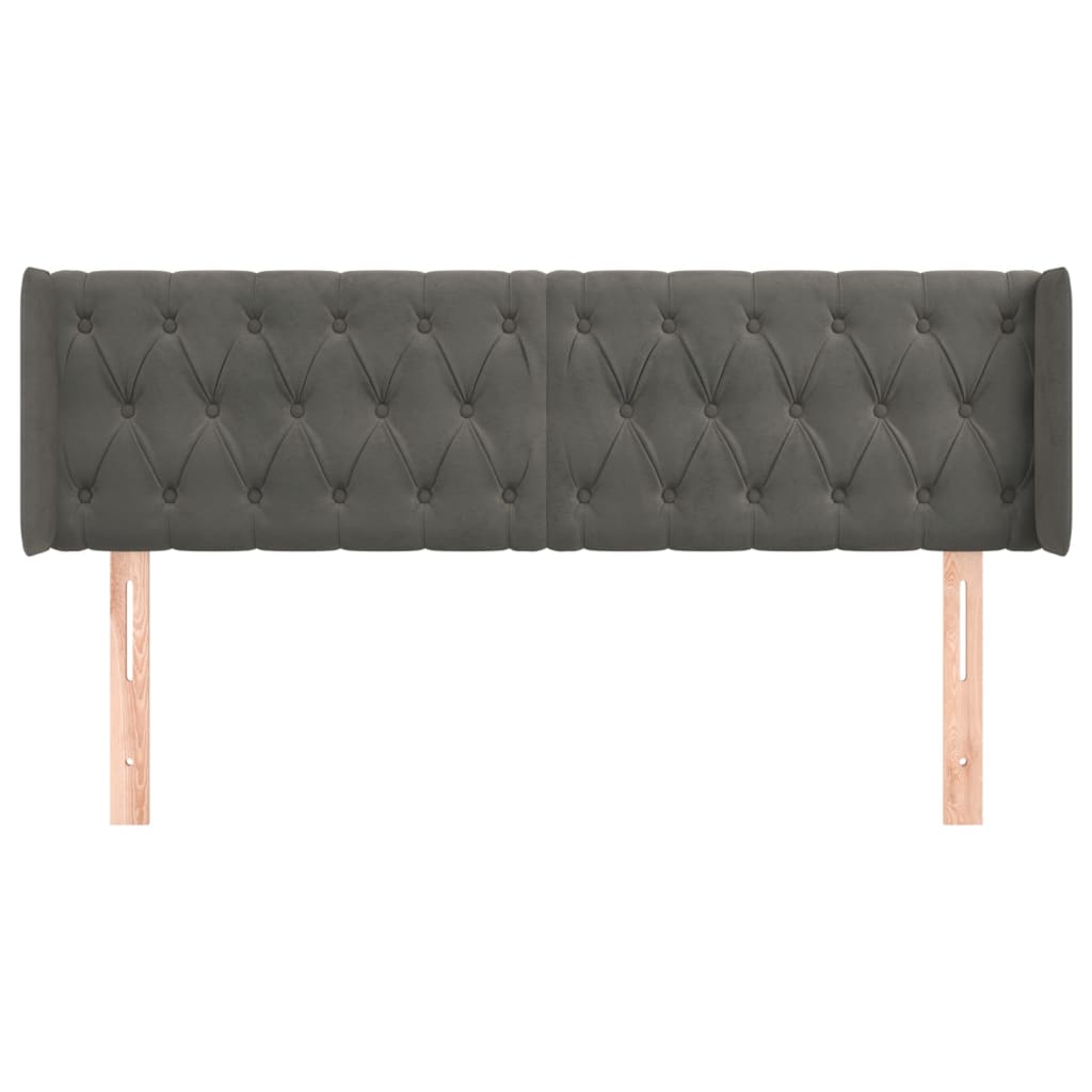 Testiera ad Orecchio Grigio Scuro 147x16x78/88 cm in Velluto