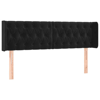 Testiera ad Orecchio Nera 147x16x78/88 cm in Velluto