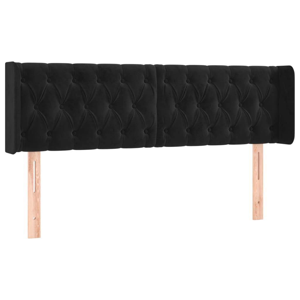 Testiera ad Orecchio Nera 147x16x78/88 cm in Velluto