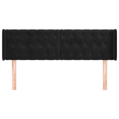 Testiera ad Orecchio Nera 147x16x78/88 cm in Velluto