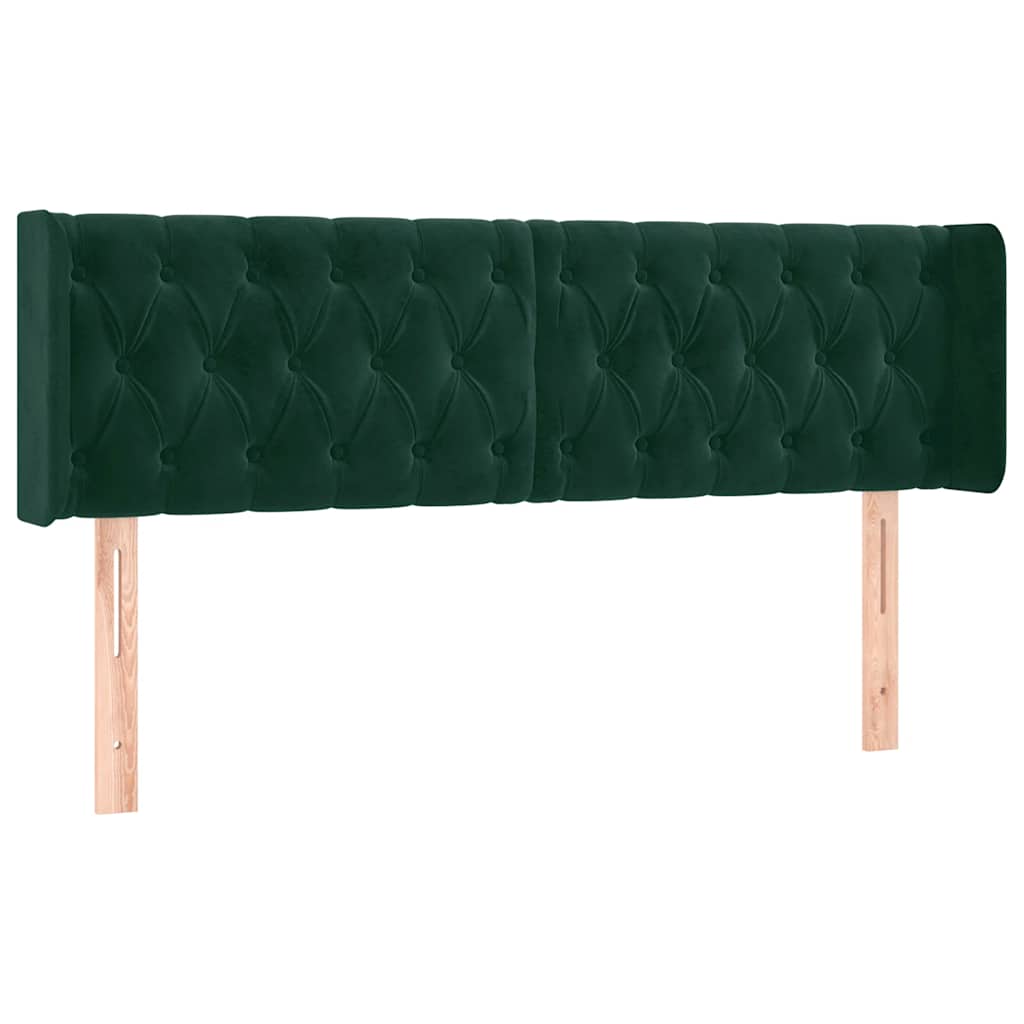 Testiera ad Orecchio Verde Scuro 147x16x78/88 cm in Velluto