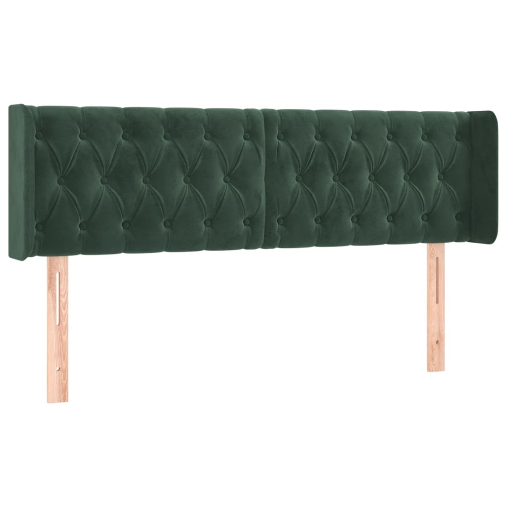 Testiera ad Orecchio Verde Scuro 147x16x78/88 cm in Velluto