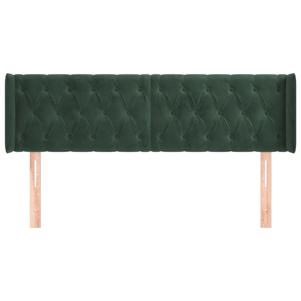 Testiera ad Orecchio Verde Scuro 147x16x78/88 cm in Velluto