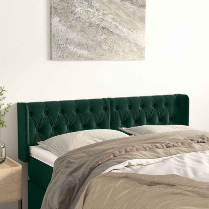 Testiera ad Orecchio Verde Scuro 147x16x78/88 cm in Velluto