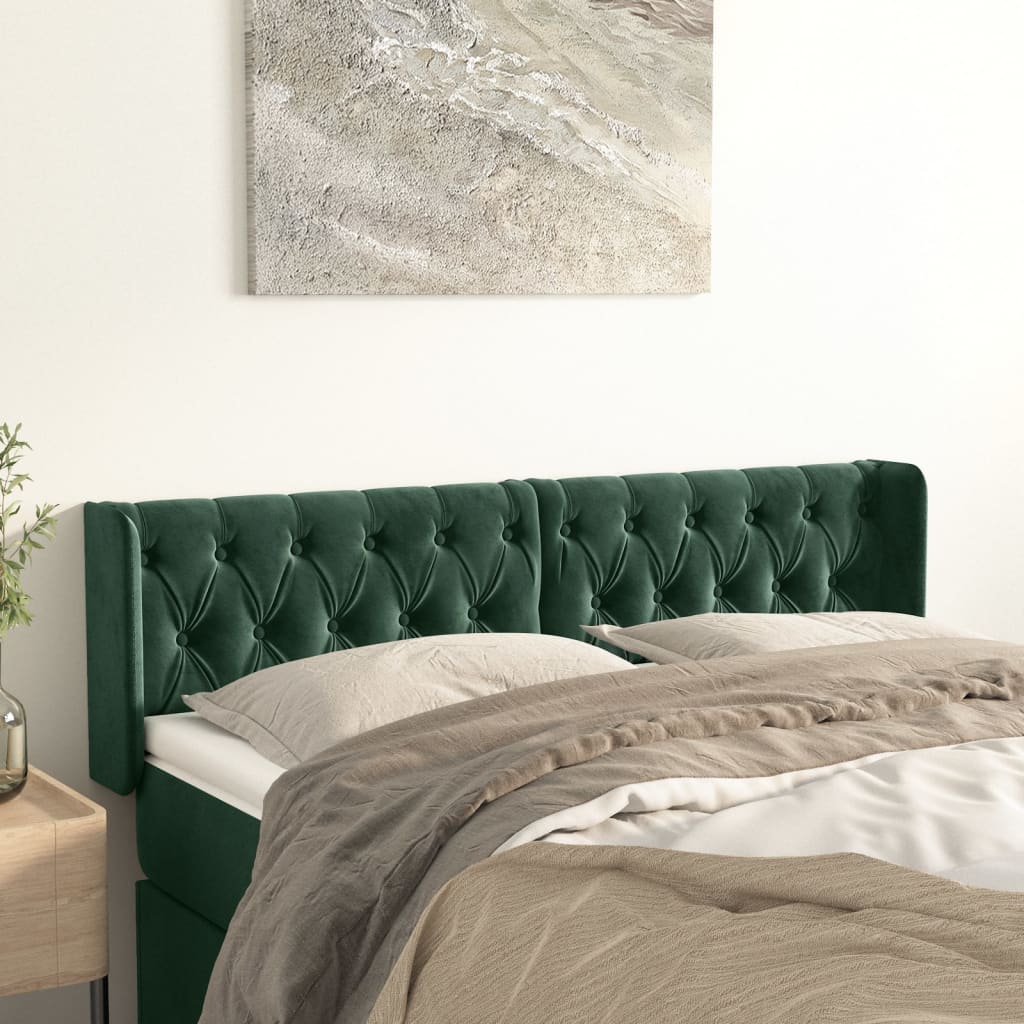 Testiera ad Orecchio Verde Scuro 147x16x78/88 cm in Velluto