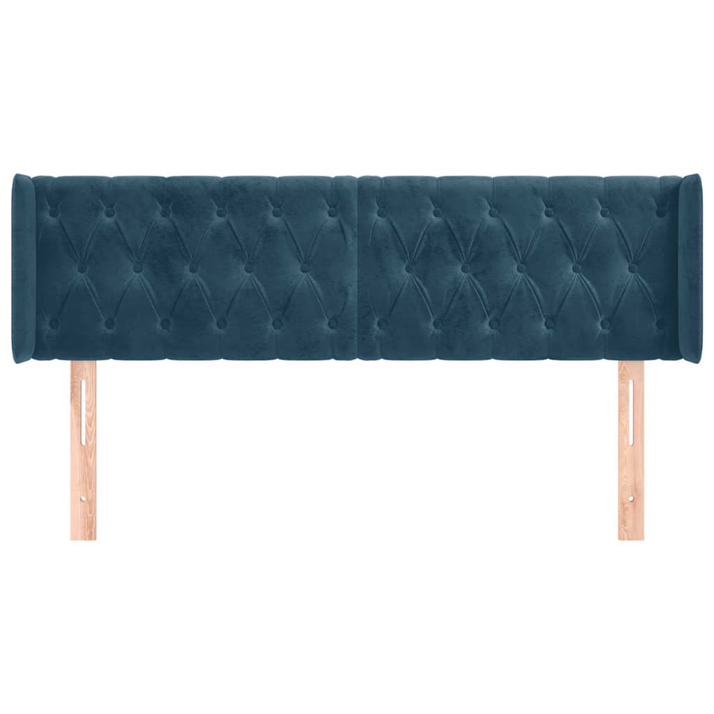 Testiera ad Orecchio Blu Scuro 147x16x78/88 cm in Velluto