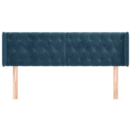 Testiera ad Orecchio Blu Scuro 147x16x78/88 cm in Velluto