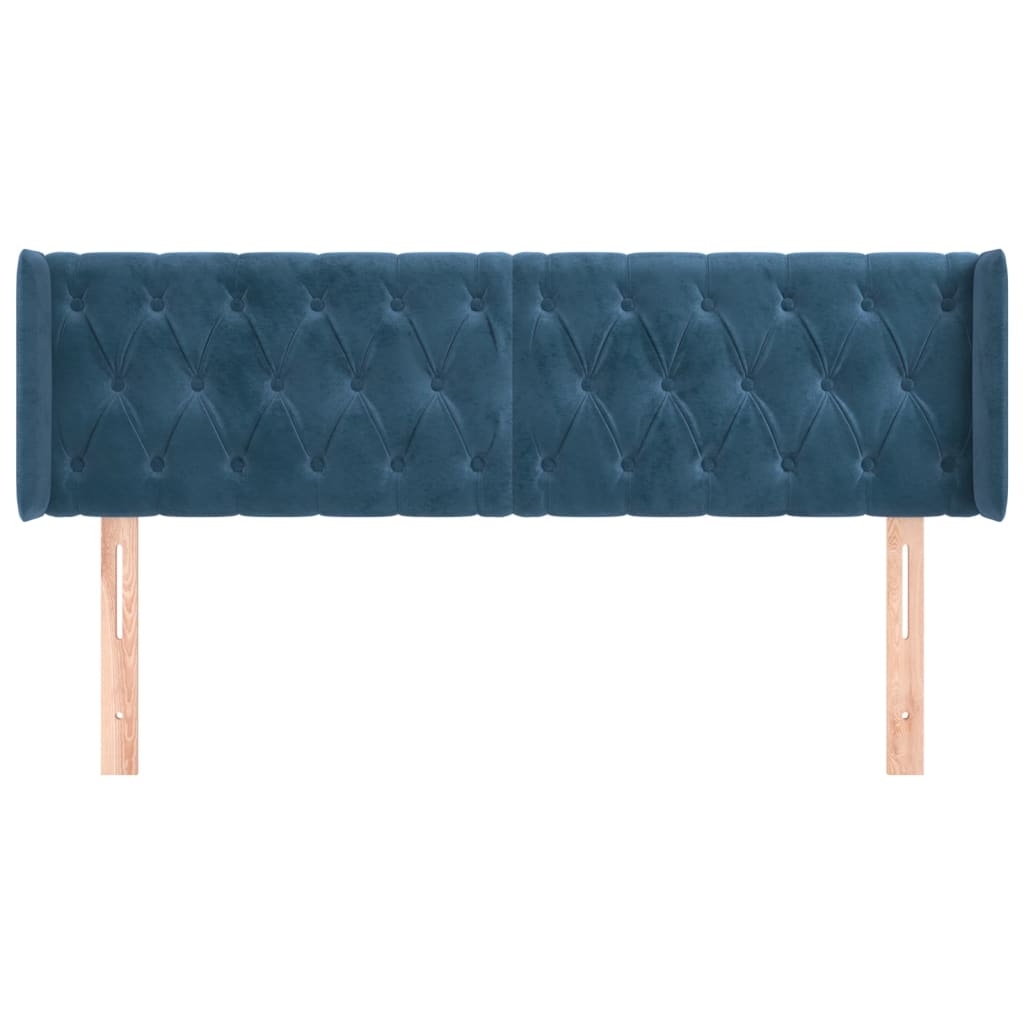 Testiera ad Orecchio Blu Scuro 147x16x78/88 cm in Velluto
