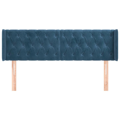 Testiera ad Orecchio Blu Scuro 147x16x78/88 cm in Velluto