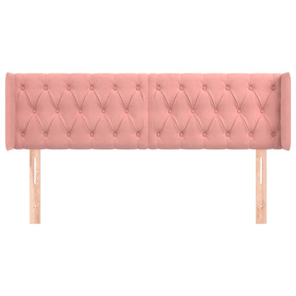 Testiera ad Orecchio Rosa 147x16x78/88 cm in Velluto