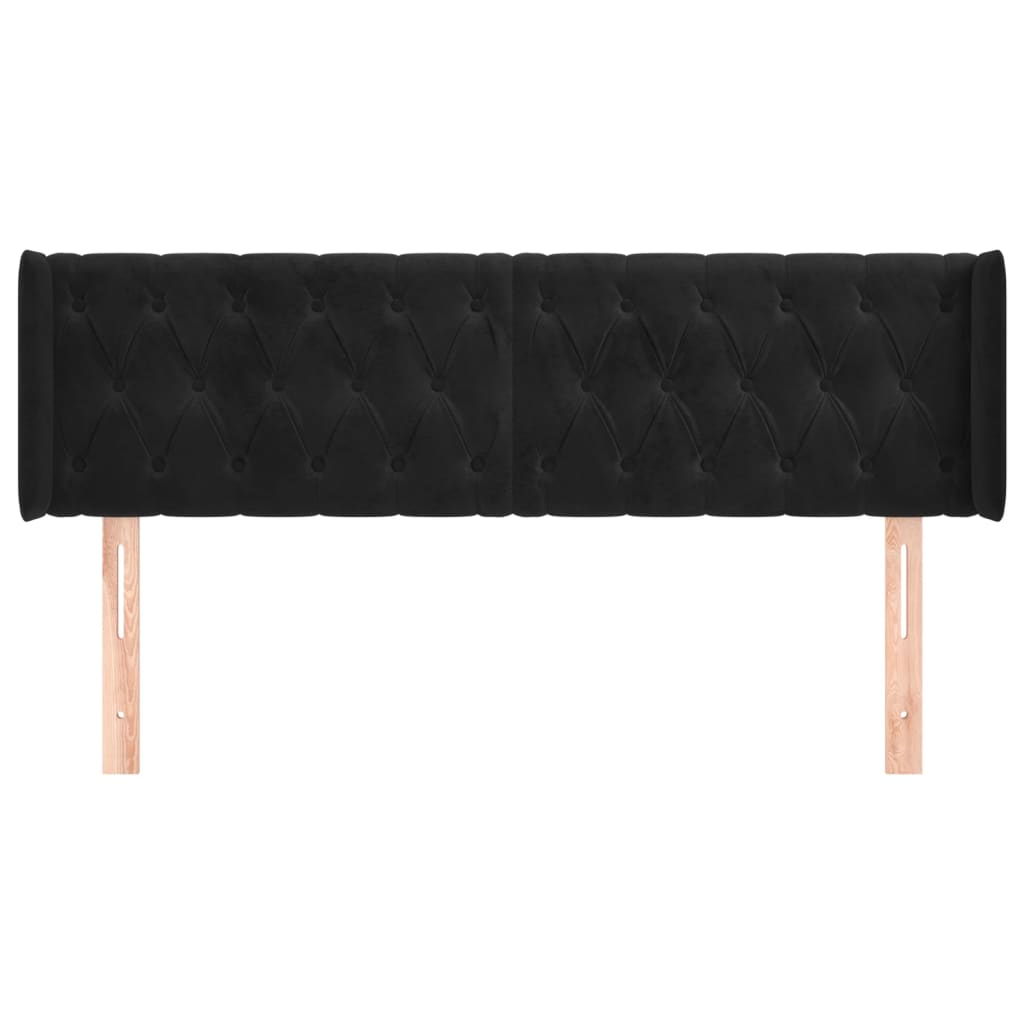 Testiera ad Orecchio Nera 163x16x78/88 cm in Velluto
