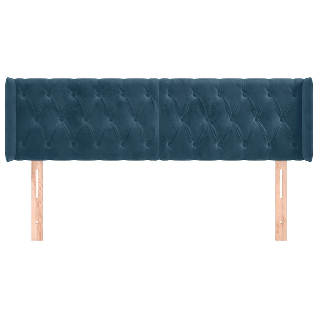 Testiera ad Orecchio Blu Scuro 163x16x78/88 cm in Velluto
