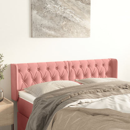 Testiera ad Orecchio Rosa 163x16x78/88 cm in Velluto