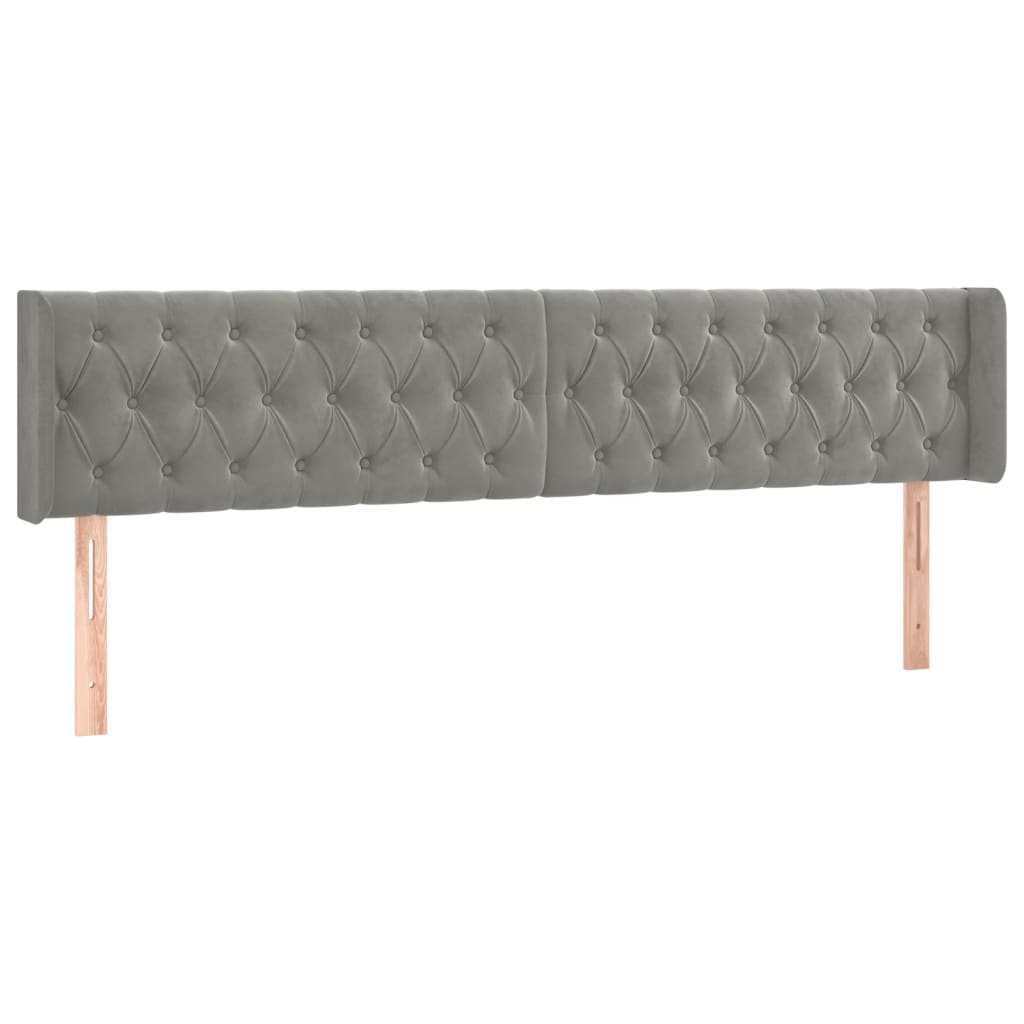 Testiera ad Orecchio Grigio Chiaro 183x16x78/88 cm in Velluto