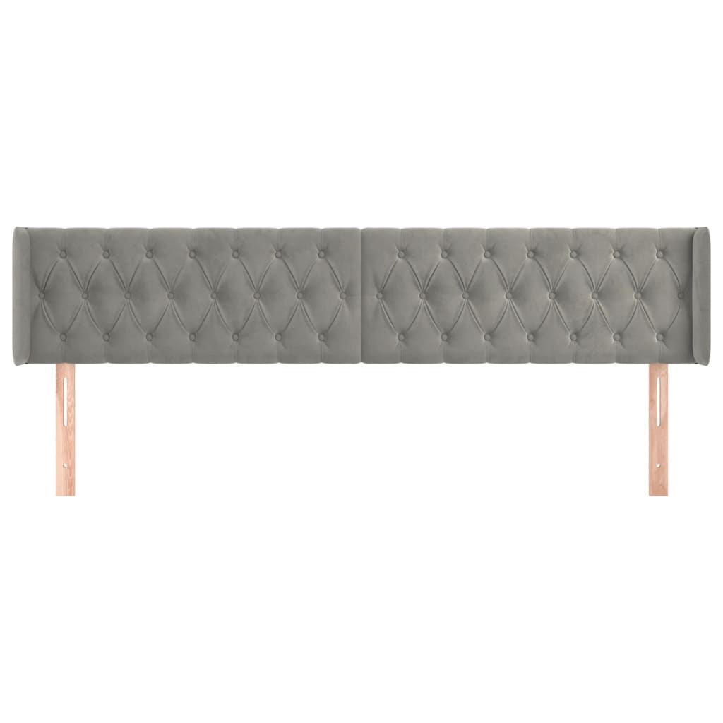Testiera ad Orecchio Grigio Chiaro 183x16x78/88 cm in Velluto