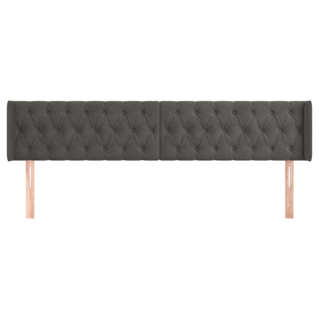Testiera ad Orecchio Grigio Scuro 183x16x78/88 cm in Velluto
