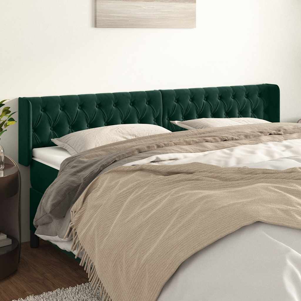 Testiera ad Orecchio Verde Scuro 183x16x78/88 cm in Velluto