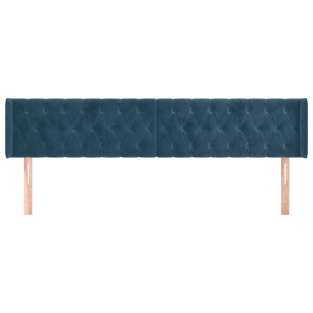 Testiera ad Orecchio Blu Scuro 183x16x78/88 cm in Velluto