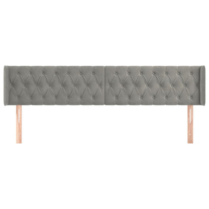 Testiera ad Orecchio Grigio Chiaro 203x16x78/88 cm in Velluto