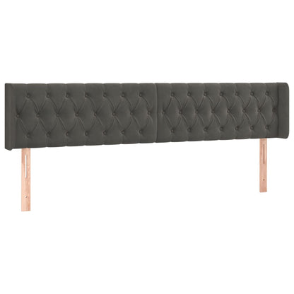 Testiera ad Orecchio Grigio Scuro 203x16x78/88 cm in Velluto