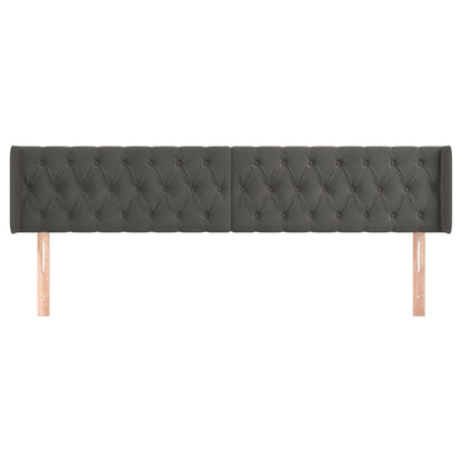 Testiera ad Orecchio Grigio Scuro 203x16x78/88 cm in Velluto