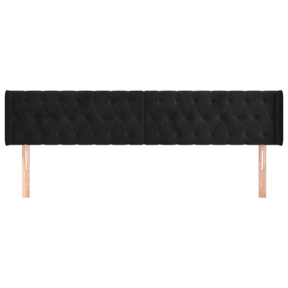 Testiera ad Orecchio Nera 203x16x78/88 cm in Velluto