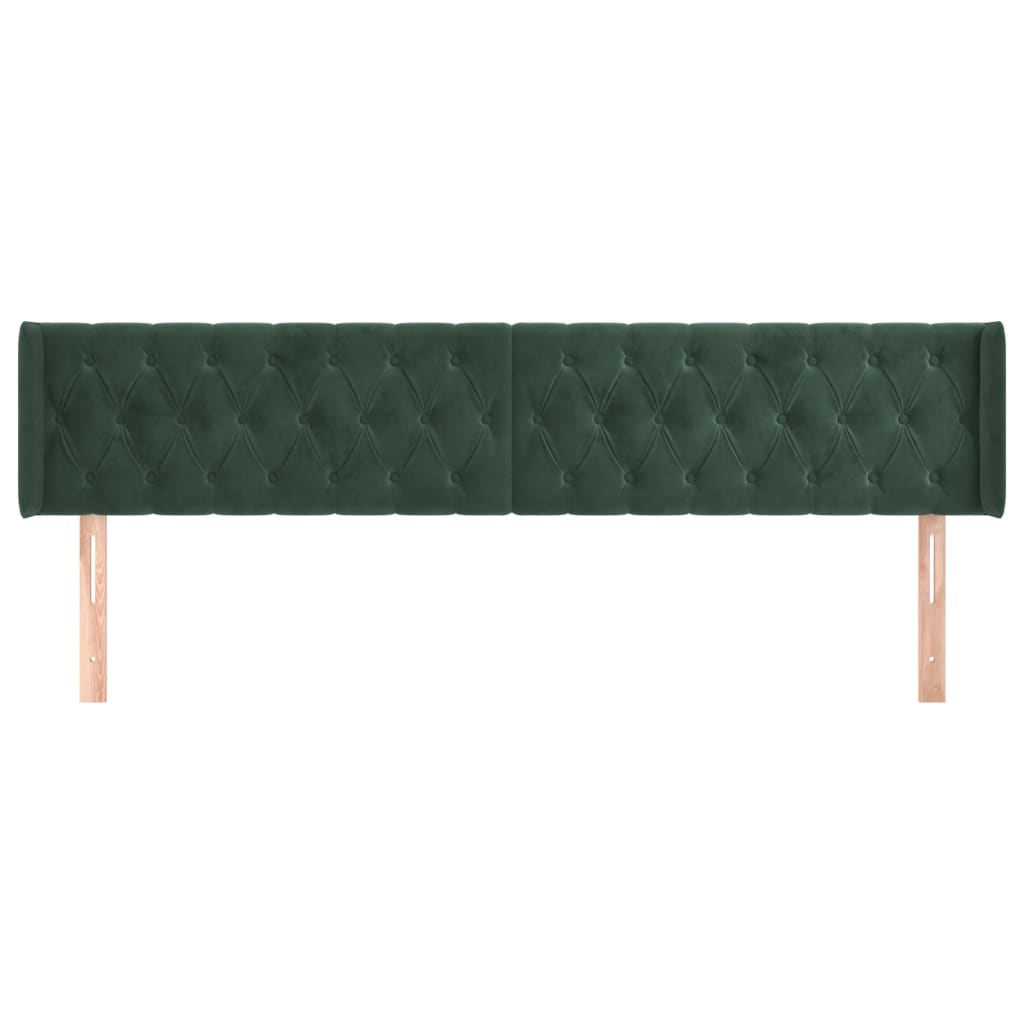 Testiera ad Orecchio Verde Scuro 203x16x78/88 cm in Velluto