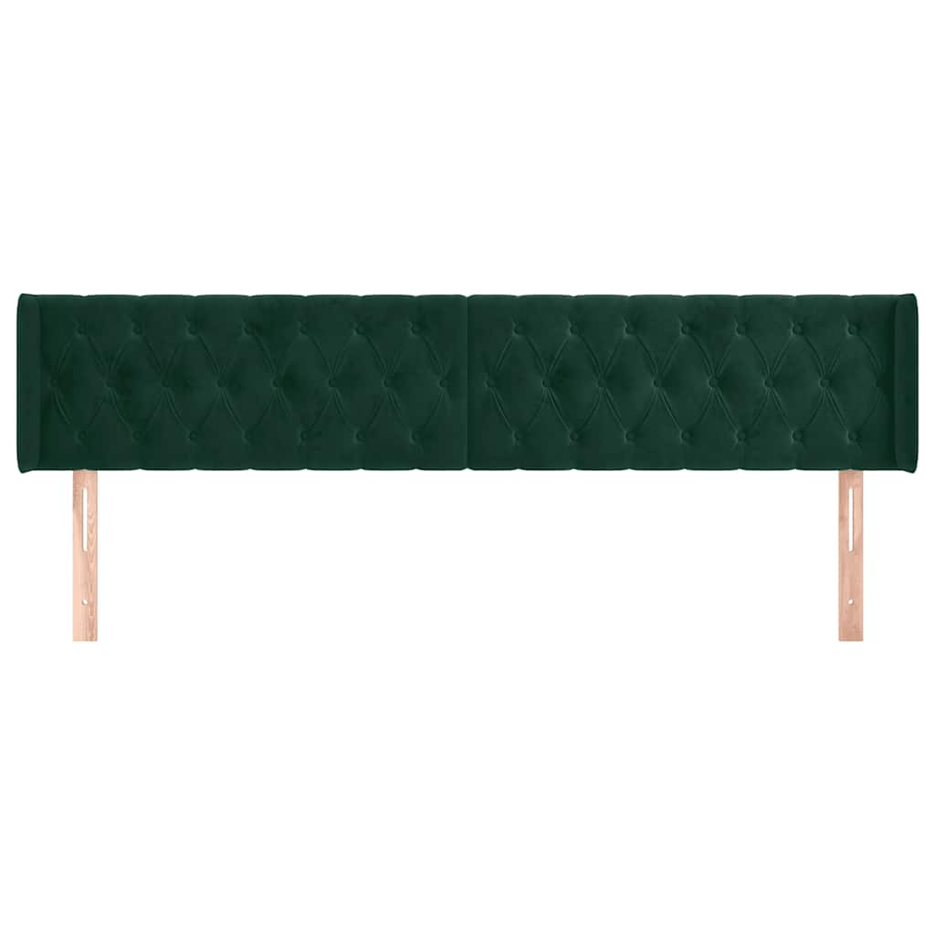 Testiera ad Orecchio Verde Scuro 203x16x78/88 cm in Velluto