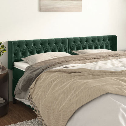 Testiera ad Orecchio Verde Scuro 203x16x78/88 cm in Velluto