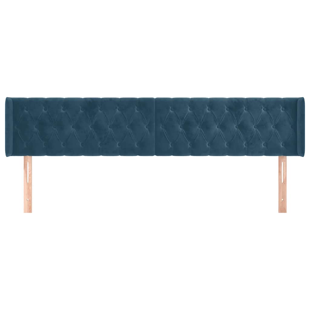 Testiera ad Orecchio Blu Scuro 203x16x78/88 cm in Velluto