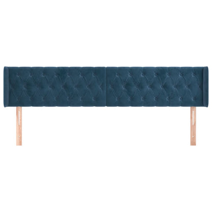 Testiera ad Orecchio Blu Scuro 203x16x78/88 cm in Velluto