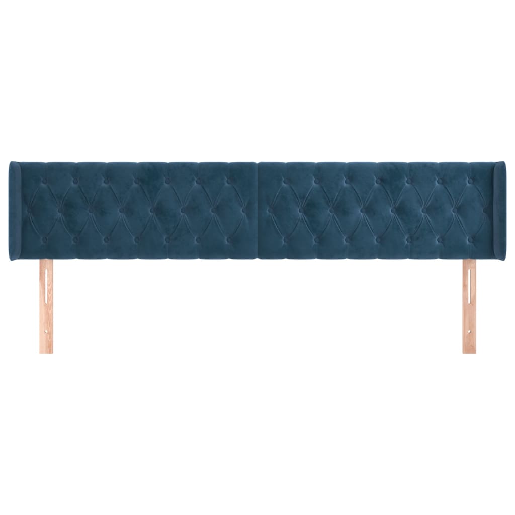 Testiera ad Orecchio Blu Scuro 203x16x78/88 cm in Velluto