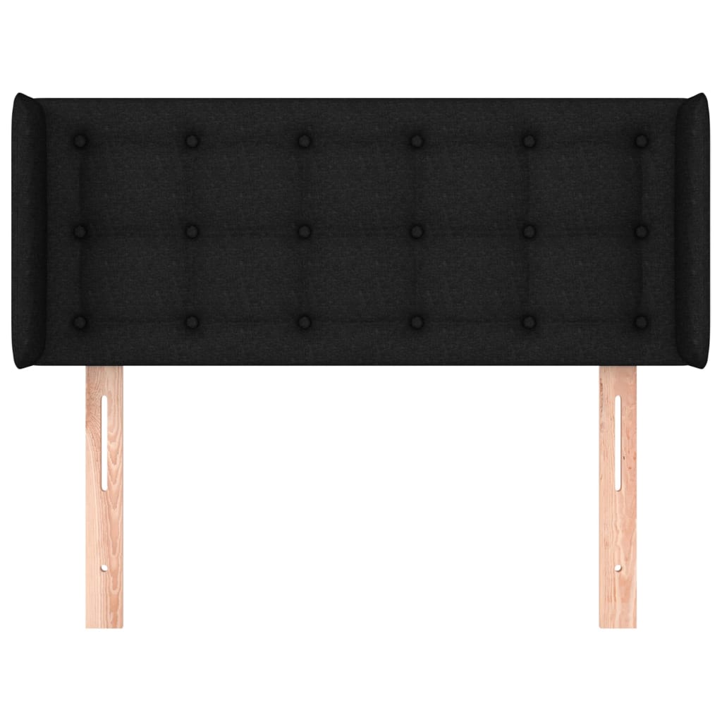 Testiera ad Orecchio Nera 93x16x78/88 cm in Tessuto