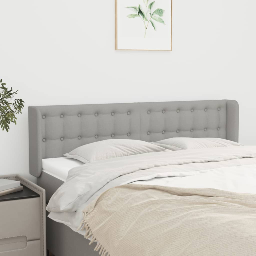 Testiera ad Orecchio Grigio Chiaro 147x16x78/88 cm in Tessuto