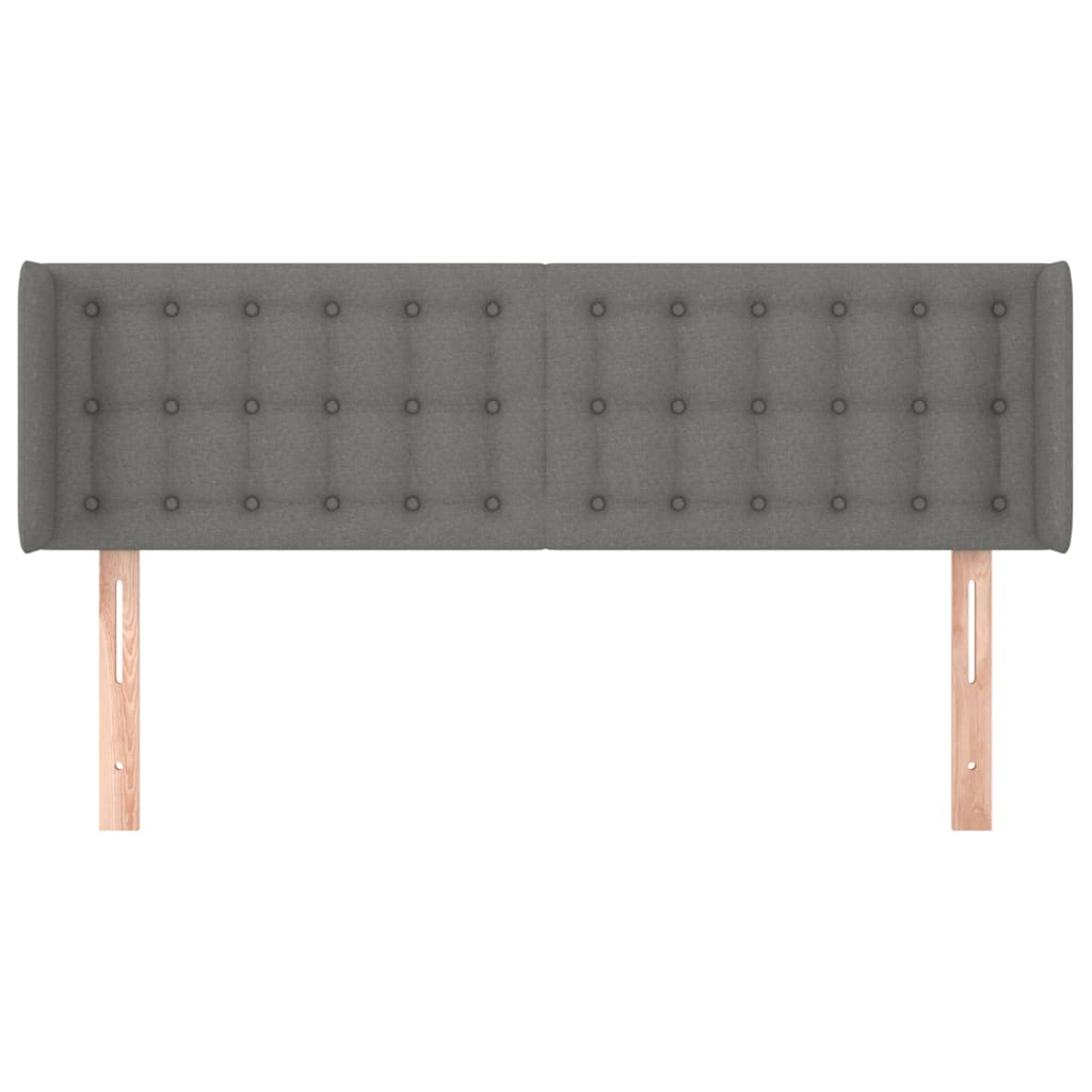 Testiera ad Orecchio Grigio Scuro 147x16x78/88 cm in Tessuto