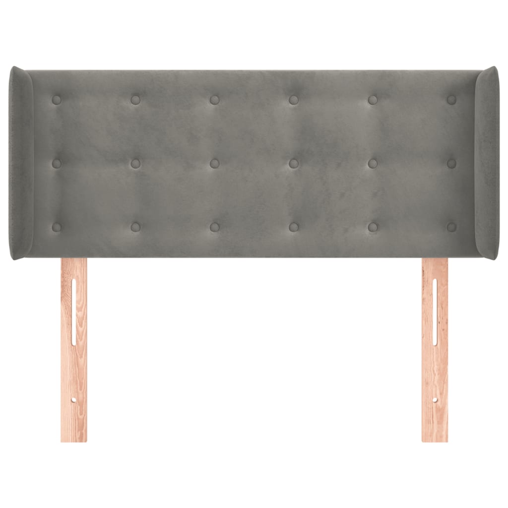 Testiera ad Orecchio Grigio Chiaro 83x16x78/88 cm in Velluto