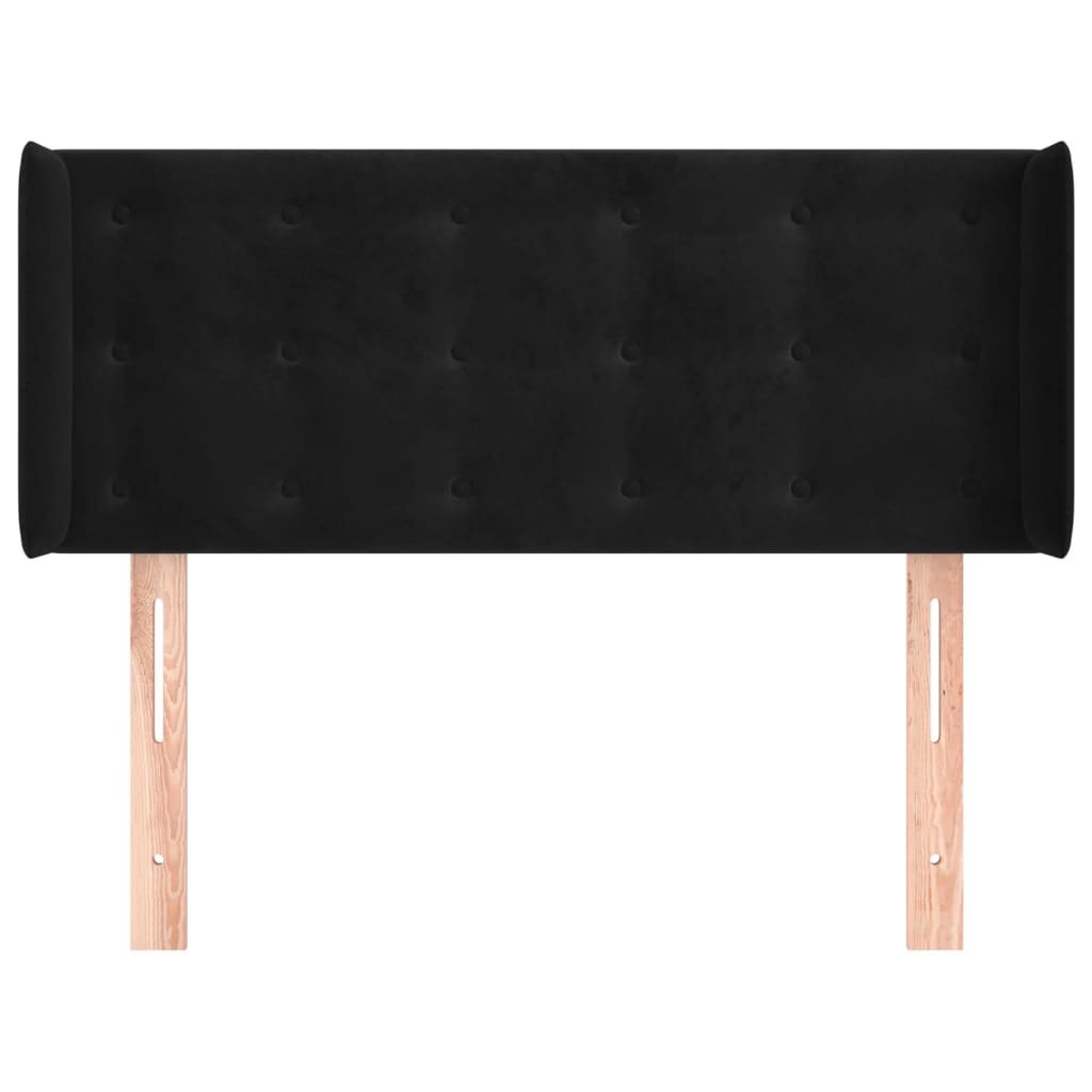 Testiera ad Orecchio Nera 83x16x78/88 cm in Velluto