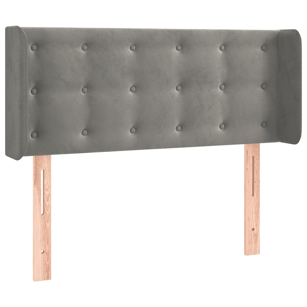 Testiera ad Orecchio Grigio Chiaro 93x16x78/88 cm in Velluto
