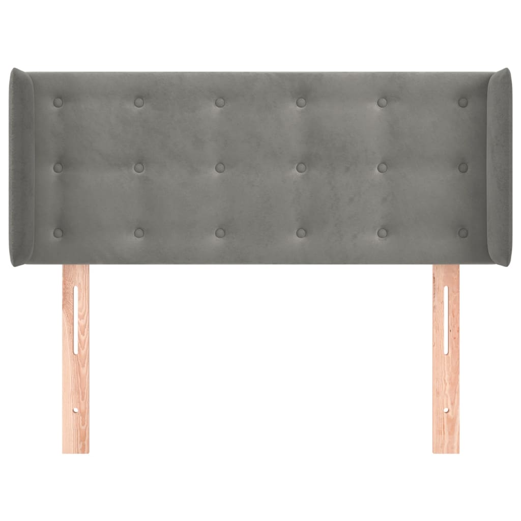 Testiera ad Orecchio Grigio Chiaro 93x16x78/88 cm in Velluto
