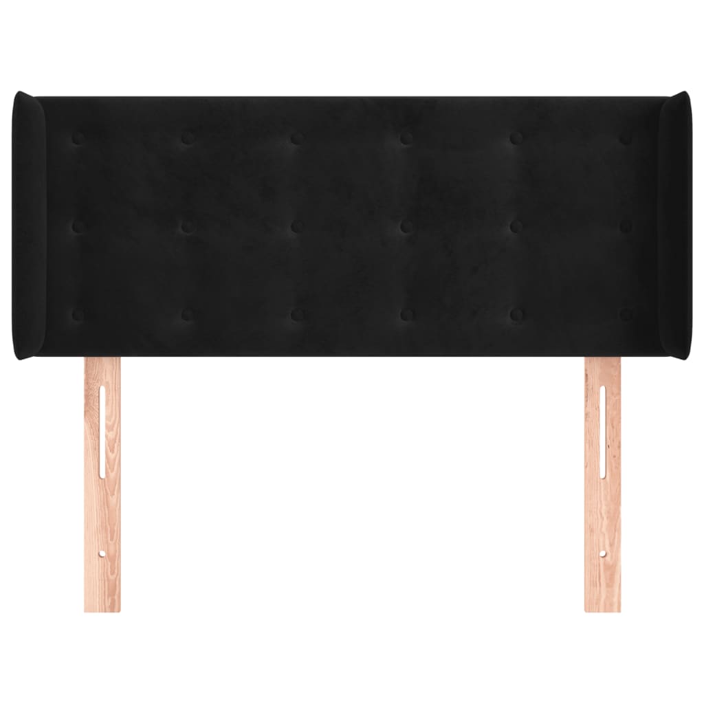 Testiera ad Orecchio Nera 93x16x78/88 cm in Velluto