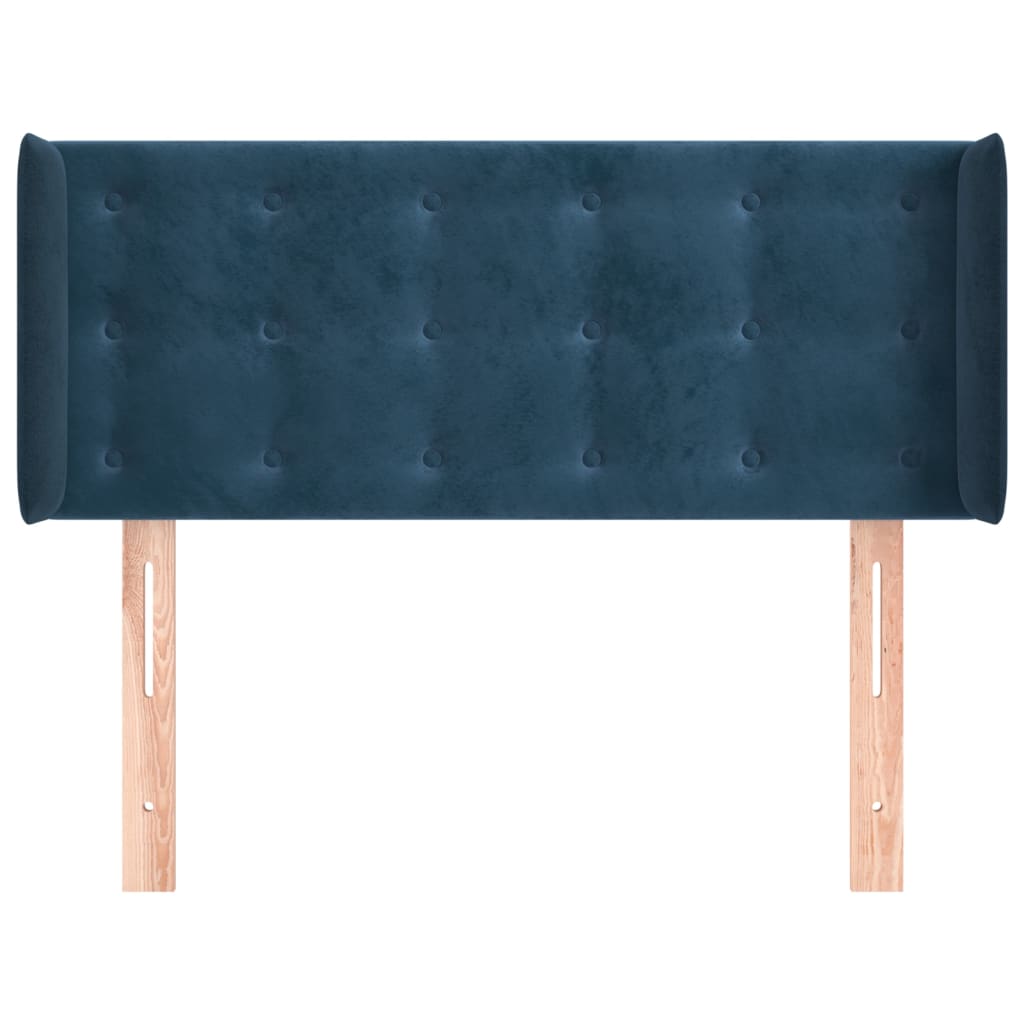 Testiera ad Orecchio Blu Scuro 103x16x78/88 cm in Velluto