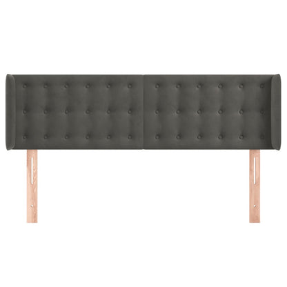Testiera ad Orecchio Grigio Scuro 147x16x78/88 cm in Velluto