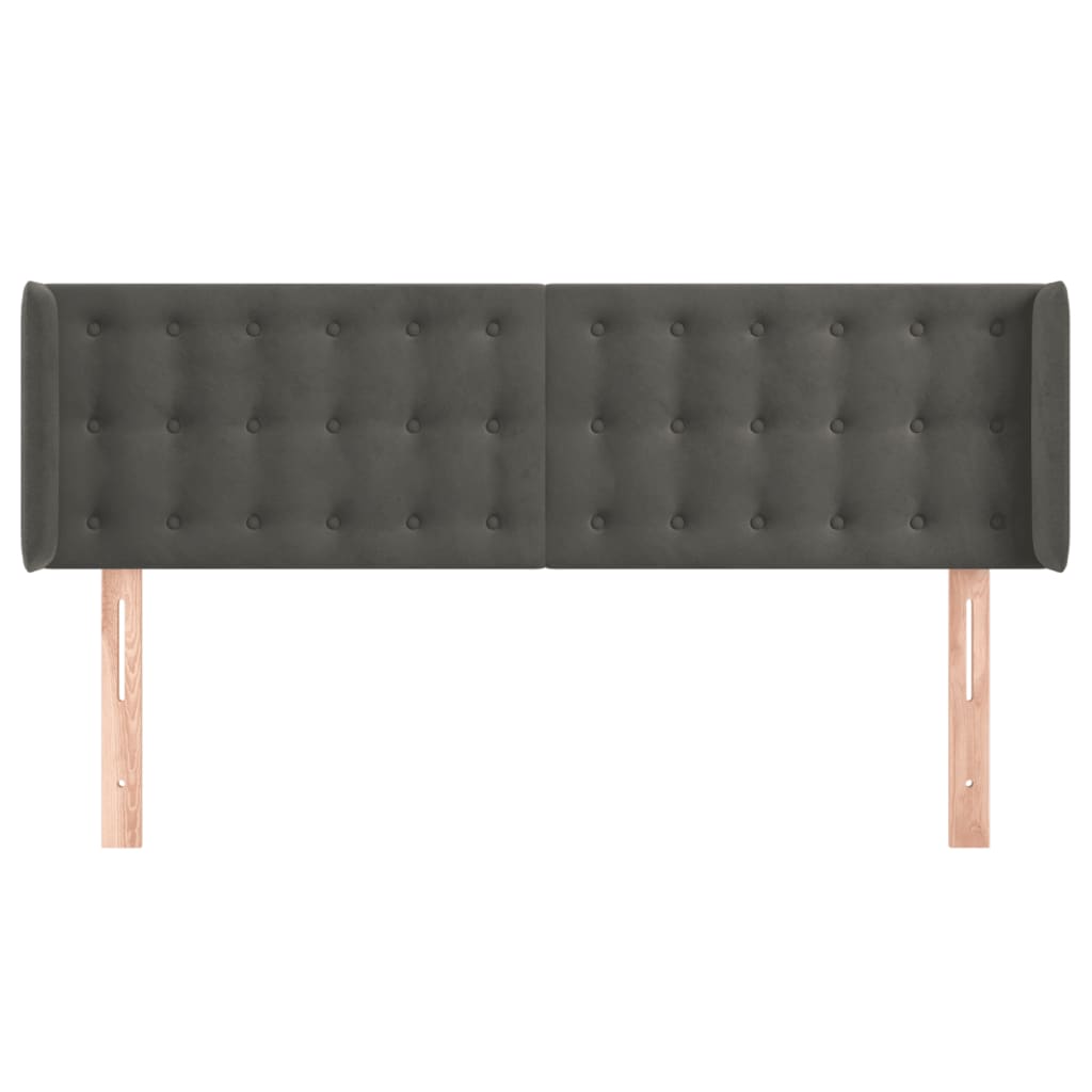 Testiera ad Orecchio Grigio Scuro 147x16x78/88 cm in Velluto