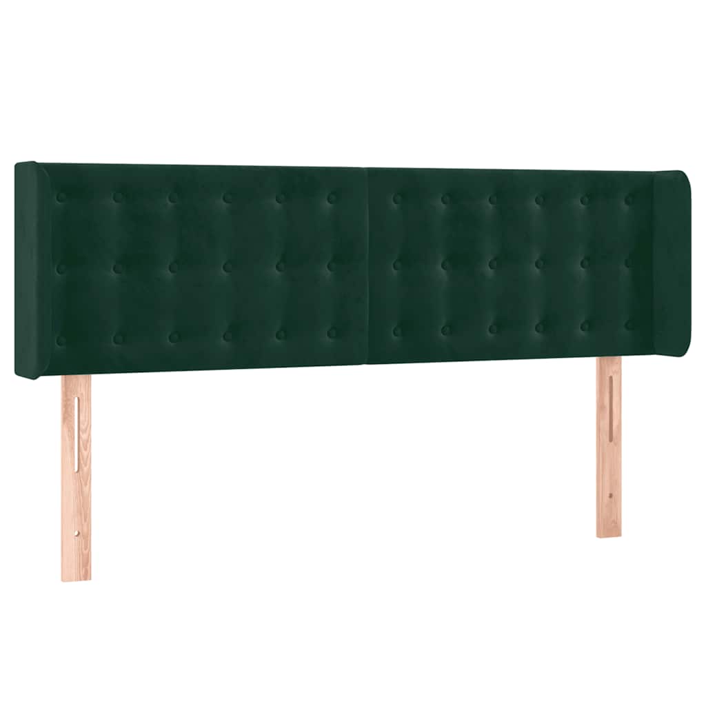 Testiera ad Orecchio Verde Scuro 147x16x78/88 cm in Velluto