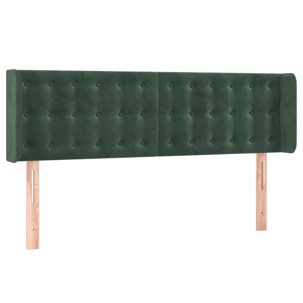 Testiera ad Orecchio Verde Scuro 147x16x78/88 cm in Velluto