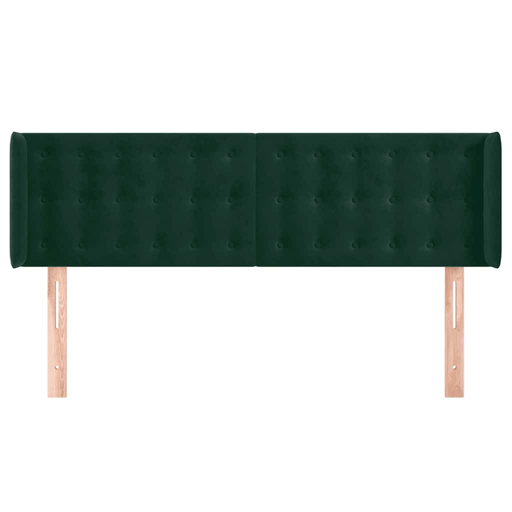 Testiera ad Orecchio Verde Scuro 147x16x78/88 cm in Velluto