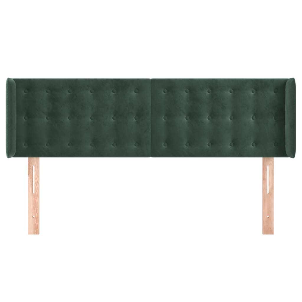 Testiera ad Orecchio Verde Scuro 147x16x78/88 cm in Velluto