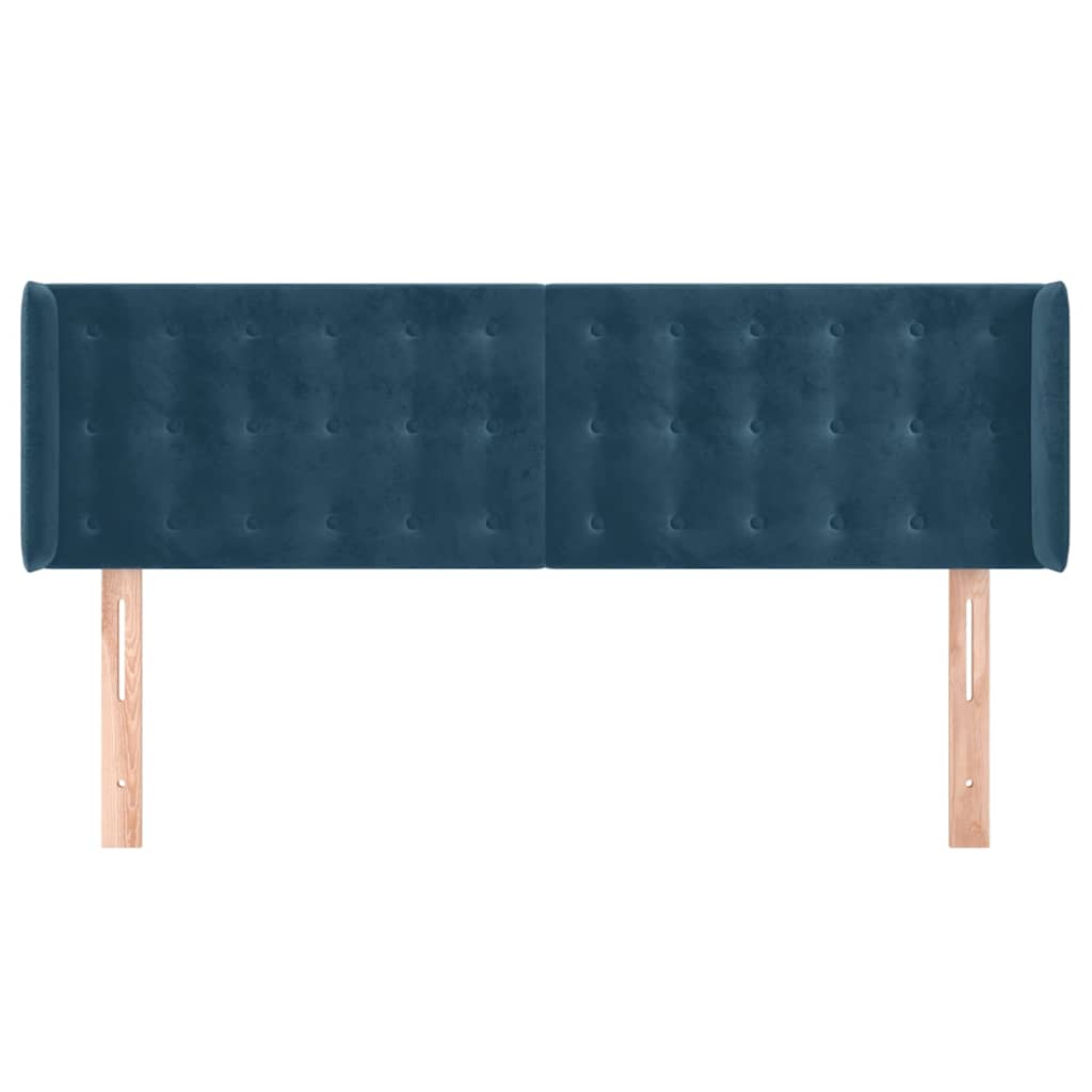 Testiera ad Orecchio Blu Scuro 147x16x78/88 cm in Velluto