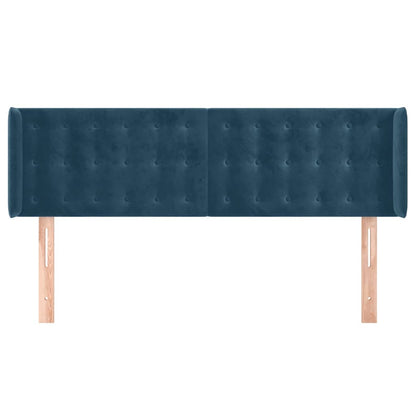 Testiera ad Orecchio Blu Scuro 147x16x78/88 cm in Velluto